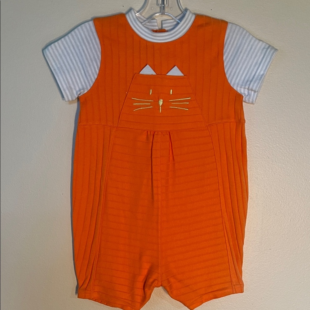 NWT Orange Cat Face Baby Romper